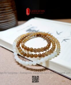 Chuỗi Ngọc Hòa Điền Trắng – Nâu – Vàng 108 Hạt | Size 6li | Có Kiểm Định – Leegems