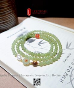 Chuỗi Vòng Tay Ngọc Hòa Điền Tân Cương 108 Hạt – Thiết Kế Độc Quyền by Leegems - Ảnh 3
