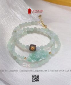 Alternative view of [Thanh Lịch – Nhã Nhặn] Chuỗi Ngọc Phỉ Thúy Mix Hoa Sen & Lu Thống | Leegems