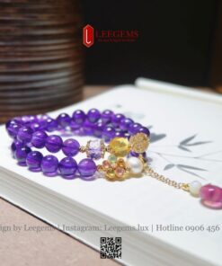 Alternative view of Chuỗi Thạch Anh Tím 5,5-6li Mix Charm Hổ Phách, Ngọc Trai & Amethyst – Vẻ Đẹp Thanh Lịch, Ý Nghĩa Phong Thủy