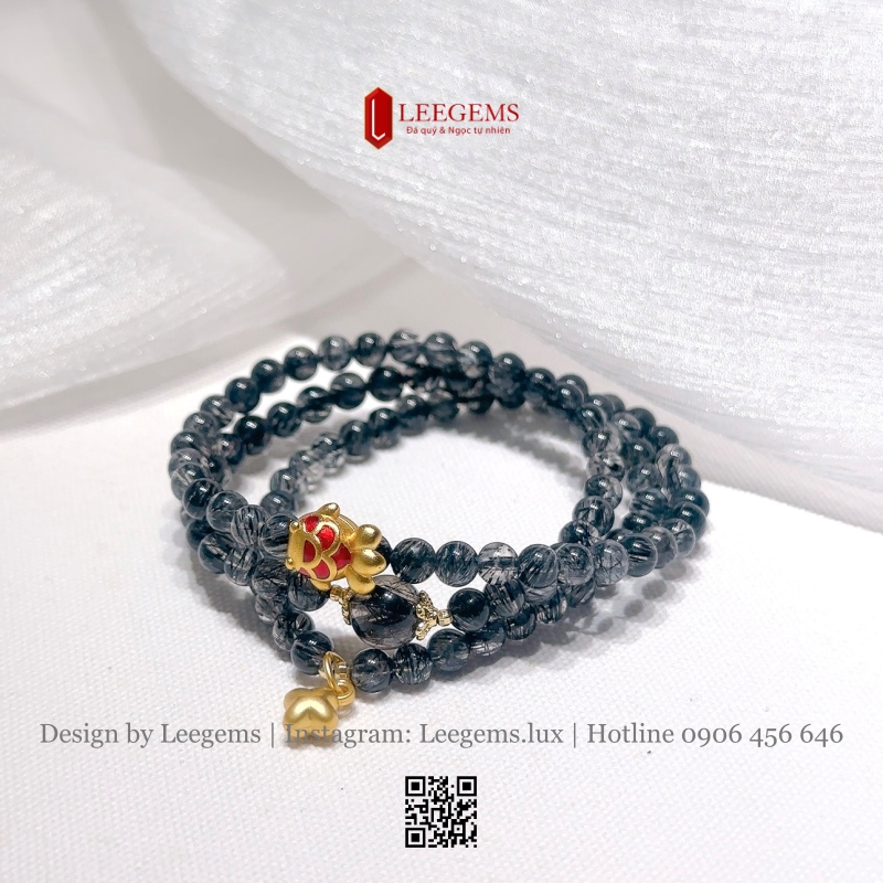 Chuỗi Thạch Anh Tóc Đen Mix Charm – Bình An & May Mắn Cho Nữ Mệnh Thủy, Mộc | Leegems - Ảnh 6