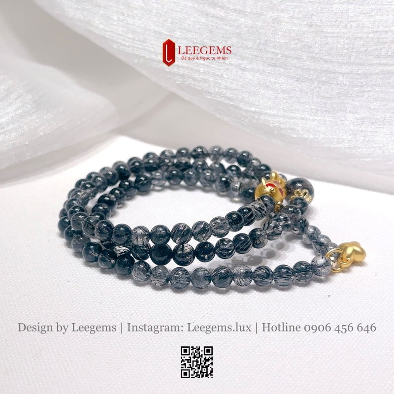 Chuỗi Thạch Anh Tóc Đen Mix Charm – Bình An & May Mắn Cho Nữ Mệnh Thủy, Mộc | Leegems - Ảnh 4
