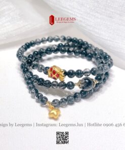 Chuỗi Thạch Anh Tóc Đen Mix Charm – Bình An & May Mắn Cho Nữ Mệnh Thủy, Mộc | Leegems - Ảnh 3