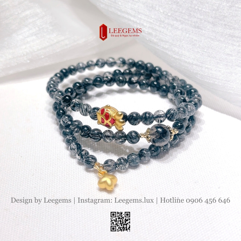 Chuỗi Thạch Anh Tóc Đen Mix Charm – Bình An & May Mắn Cho Nữ Mệnh Thủy, Mộc | Leegems - Ảnh 3