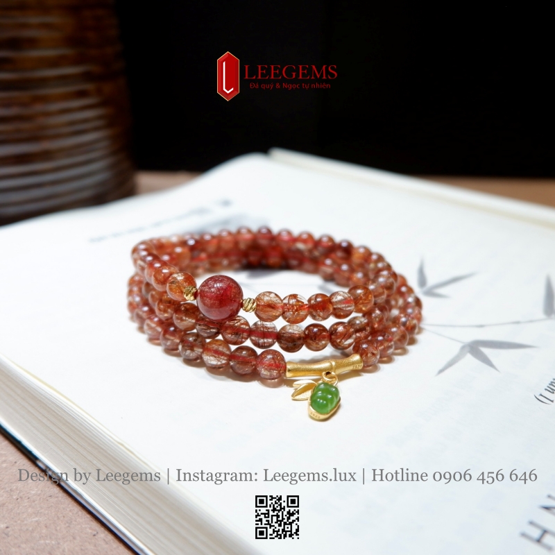 Chuỗi Vòng Tay Đá Thạch Anh Tóc Đỏ VIP – Sang Trọng & Thanh Lịch | Leegems - Ảnh 2