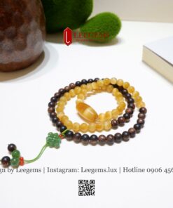 Vòng Tay Đá Mắt Hổ Vàng Tâm VIP Mix Trầm Hương & Charm Ngọc Bích – Quyền Lực, Tài Lộc & Bình An I Leegems - Ảnh 4