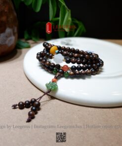 Chuỗi Trầm Sánh 6li 108 Hạt Mix Charm Bạch Ngọc, Hổ Phách, Ngọc Bích – Sang Trọng & Bình An I LEEGEMS - Ảnh 11