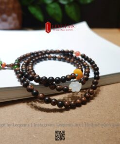 Chuỗi Trầm Sánh 6li 108 Hạt Mix Charm Bạch Ngọc, Hổ Phách, Ngọc Bích – Sang Trọng & Bình An I LEEGEMS - Ảnh 8