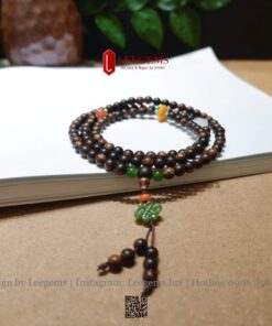Chuỗi Trầm Sánh 6li 108 Hạt Mix Charm Bạch Ngọc, Hổ Phách, Ngọc Bích – Sang Trọng & Bình An I LEEGEMS - Ảnh 7