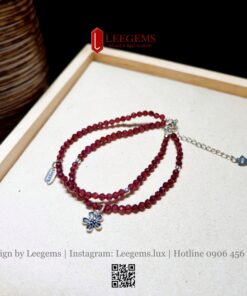 Vòng Tay Đá Garnet Cắt Giác Mix Charm Bạc 925 – Sang Trọng & Quyến Rũ | Leegems - Ảnh 4