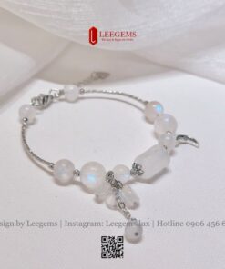 Alternative view of [Thu Hút Năng Lượng Cho Nữ Mệnh Kim & Thủy] Lắc Tay Đá Moonstone Mix Bạc | Thiết Kế by Leegems
