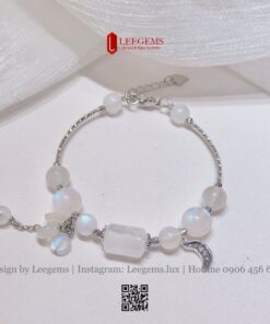 [Thu Hút Năng Lượng Cho Nữ Mệnh Kim & Thủy] Lắc Tay Đá Moonstone Mix Bạc | Thiết Kế by Leegems