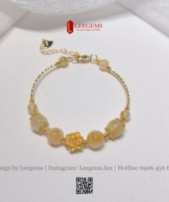 Lắc Tay Thạch Anh Tóc Vàng Mix Charm Hoa Sen Vàng – Sang Trọng & Thanh Lịch Cho Nữ Mệnh Kim, Thổ | Leegems - Ảnh 5