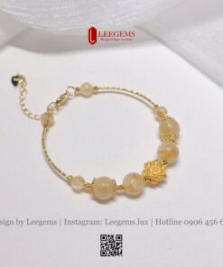 Lắc Tay Thạch Anh Tóc Vàng Mix Charm Hoa Sen Vàng – Sang Trọng & Thanh Lịch Cho Nữ Mệnh Kim, Thổ | Leegems - Ảnh 7