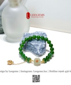 Vòng Tay Ngọc Bích Tự Nhiên Mix Charm – Quý Phái & Bình An