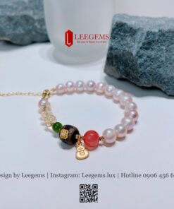 Vòng Tay Ngọc Trai Thiên Nhiên Mix Charm Lu Thống – Sang Trọng & Bình An I Leegems - Ảnh 5