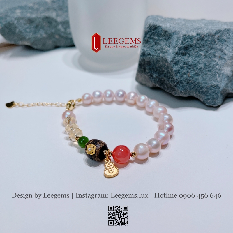 Vòng Tay Ngọc Trai Thiên Nhiên Mix Charm Lu Thống – Sang Trọng & Bình An I Leegems - Ảnh 5