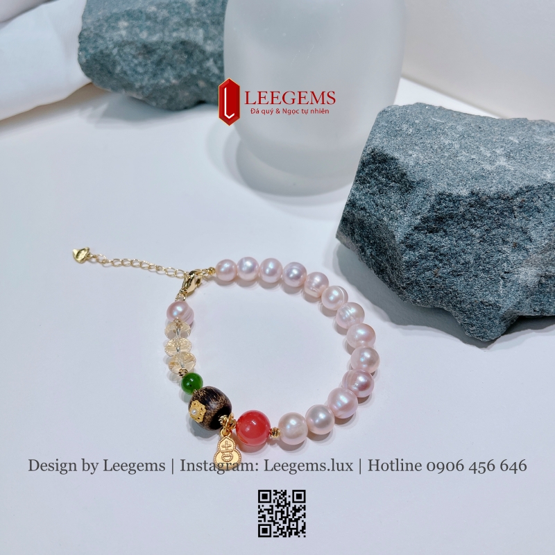 Vòng Tay Ngọc Trai Thiên Nhiên Mix Charm Lu Thống – Sang Trọng & Bình An I Leegems - Ảnh 4