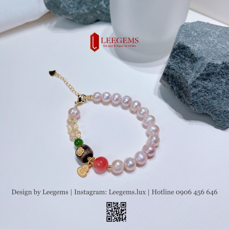 Vòng Tay Ngọc Trai Thiên Nhiên Mix Charm Lu Thống – Sang Trọng & Bình An I Leegems - Ảnh 3