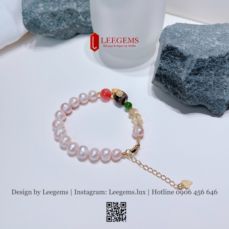 Vòng Tay Ngọc Trai Thiên Nhiên Mix Charm Lu Thống – Sang Trọng & Bình An I Leegems - Ảnh 2