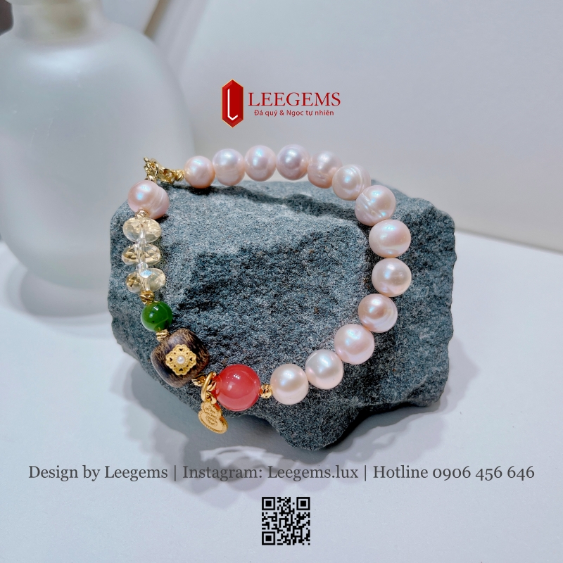Vòng Tay Ngọc Trai Thiên Nhiên Mix Charm Lu Thống – Sang Trọng & Bình An I Leegems - Ảnh 6