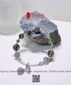 Vòng Tay Thạch Anh Tóc Xanh Mix Charm Bạc – Thanh Lịch & Thu Hút May Mắn - Ảnh 3