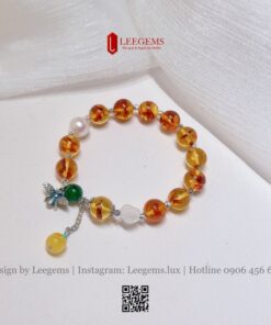 [Hàng Thiết Kế Độc Quyền] Vòng Tay Hổ Phách Cánh Hoa VIP Mix Charm | Leegems - Ảnh 5