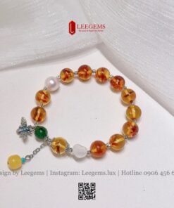 [Hàng Thiết Kế Độc Quyền] Vòng Tay Hổ Phách Cánh Hoa VIP Mix Charm | Leegems - Ảnh 4
