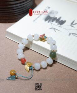 Vòng Tay Bạch Ngọc Onyx Thiên Nhiên Mix Charm – Thanh Khiết, Sang Trọng & Bình An I Leegems