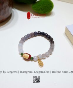 Vòng Ngọc Hòa Điền Tím Mix Charm – Sang Trọng, Bình An & May Mắn