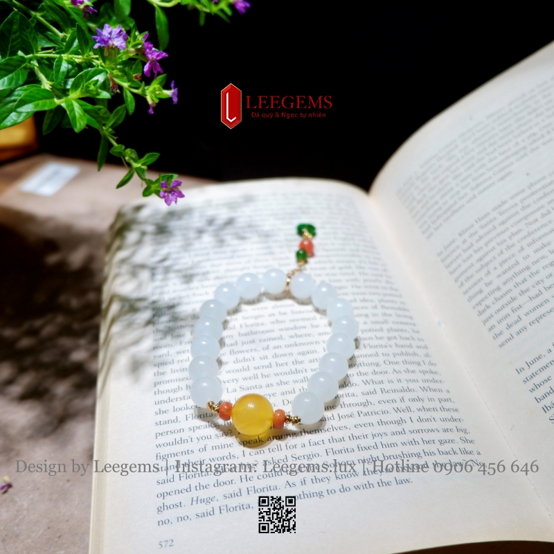 Vòng Tay Bạch Ngọc Onyx 8li Mix Charm Hổ Phách – Sang Trọng & Bình An - Ảnh 2