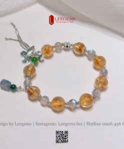 Vòng Tay Đá Citrine Mix Xà Cừ và Charm Bạc – Thu Hút Tài Lộc, Bình An | Leegems