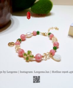 Vòng Tay Đá Hoa Đào Mix Ngọc Bích & Charm Ngọc – Tình Duyên, May Mắn & Bình An I Leegems
