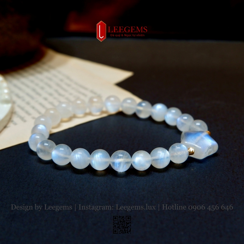 Vòng Tay Đá Moonstone 8li Mix Sao May Mắn – Thanh Khiết & Bình An - Ảnh 7