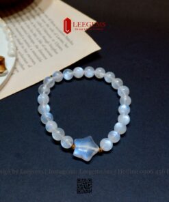 Alternative view of Vòng Tay Đá Moonstone 8li Mix Sao May Mắn – Thanh Khiết & Bình An