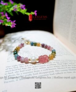 Vòng Tay Đá Tourmaline Nhí 6li Mix Tỳ Hưu – Hút Tài Lộc & Bảo Vệ Bình An