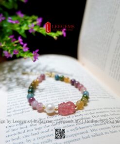 Alternative view of Vòng Tay Đá Tourmaline Nhí 6li Mix Tỳ Hưu – Hút Tài Lộc & Bảo Vệ Bình An