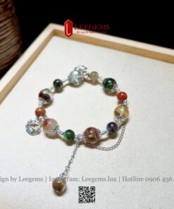 Alternative view of Vòng Tay Đá Ưu Linh Mix Charm Bạc – Sang Trọng & Phong Thủy | Leegems