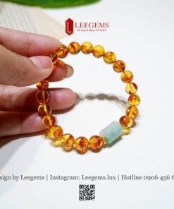 Vòng Tay Hổ Phách Thiên Nhiên 8li Mix Lu Thống Cẩm Thạch – Sang Trọng & May Mắn - Ảnh 5