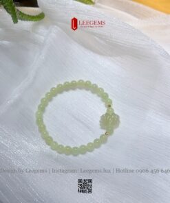 Vòng tay nữ Ngọc Hòa Điền Nephrite Tuýp A Vip mix Hoa Sen – Sang trọng, tinh tế, hợp tất cả mệnh I Leegems