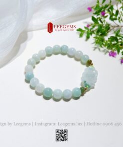 Alternative view of Vòng Tay Ngọc Cẩm Thạch Type A Mix Charm Hoa Sen Ngọc – Thanh Khiết & Bình An