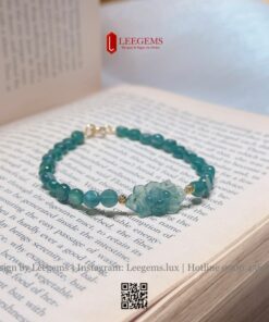 Vòng Tay Ngọc Lam Lép Mix Hoa Sen Bình An – May Mắn Dành Cho Nữ Mọi Bản Mệnh | Leegems