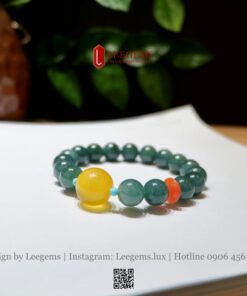 Vòng Lam Ngọc 10li Tuýp A Mix Hổ Phách Mật Lạp Thiên Nhiên – Thanh Lịch & Vượng Khí Bình An I LEEGEMS