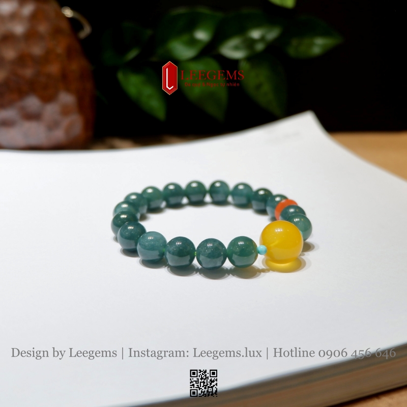 Vòng Lam Ngọc 10li Tuýp A Mix Hổ Phách Mật Lạp Thiên Nhiên – Thanh Lịch & Vượng Khí Bình An I LEEGEMS - Ảnh 4