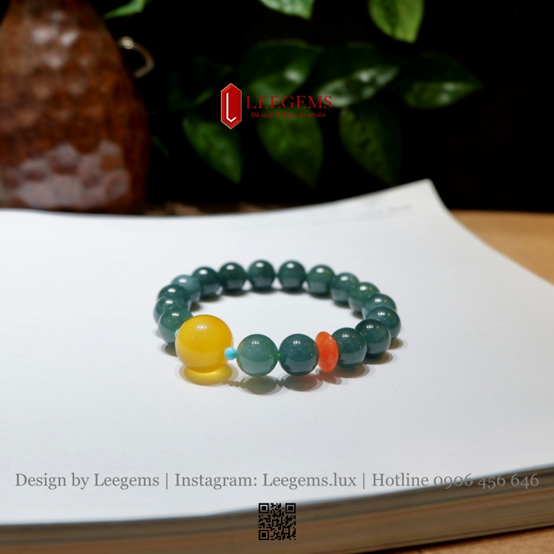 Vòng Lam Ngọc 10li Tuýp A Mix Hổ Phách Mật Lạp Thiên Nhiên – Thanh Lịch & Vượng Khí Bình An I LEEGEMS - Ảnh 3