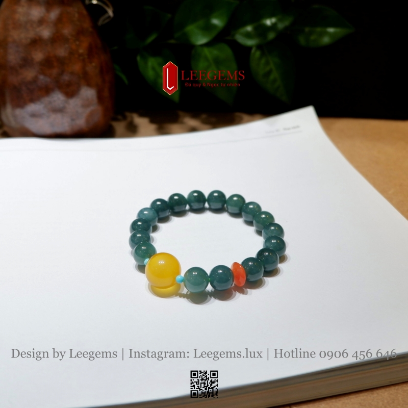 Vòng Lam Ngọc 10li Tuýp A Mix Hổ Phách Mật Lạp Thiên Nhiên – Thanh Lịch & Vượng Khí Bình An I LEEGEMS - Ảnh 2