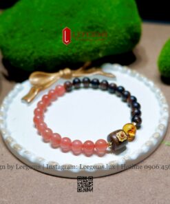 Vòng Tay Ngọc Nam Hồng Mix Charm – Duyên Dáng, Bình An & May Mắn