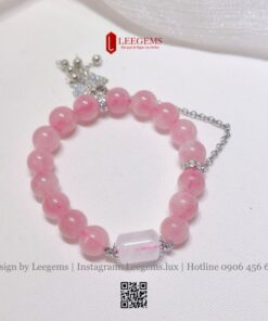 [Thiết Kế] Vòng Tay Thạch Anh Hồng Thiên Nhiên Mix Charm – Hỗ Trợ Tình Duyên Cho Nữ Mệnh Hỏa & Thổ | Leegems