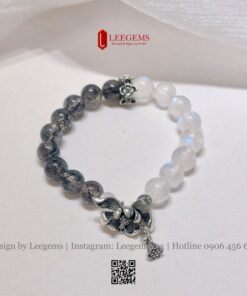Vòng Tay Thạch Anh Tóc Đen Vip Mix Moonstone – Huyền Bí & Bình An | Leegems - Ảnh 6