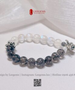 Vòng Tay Thạch Anh Tóc Đen Vip Mix Moonstone – Huyền Bí & Bình An | Leegems - Ảnh 3